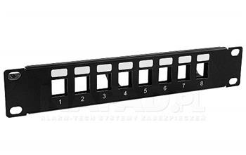 10" Patch panel neosazený 8 portů 1U černý Keystone