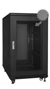 19" Rack skříň SQ6115DPII/B (15U 1000mm, pojízdná,matná,perforované dveře) - rychlá montáž