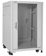 19" Rack skříň SQ6615/B (15U 600x600mm, pojízdná,matná, šedá) - rychlá montáž