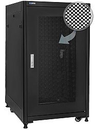 19" Rack skříň SQ6618DP/B (18U 600mm, pojízdná,matná,perforované dveře) - rychlá montáž