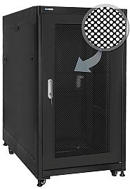 19" Rack skříň SQ6818DP/B (18U 600x800mm, pojízdná,matná, perforované dveře) - rychlá montáž