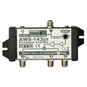 Anténní zesilovač AWS-143S (1-69R 3-OUT 14dB)