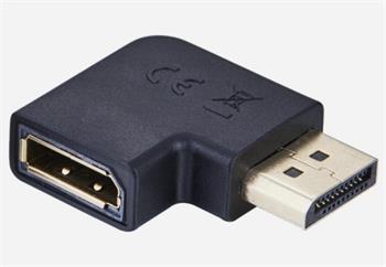 DisplayPort 1.2 vlevo zahnutý adapter 90°, male/female, pozlacené konektory