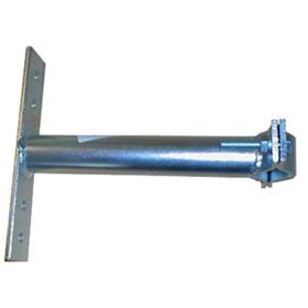 Držák stožáru 42-67mm, 25cm od zdi (s vlnkou a pásem kolmo), zinek Galva