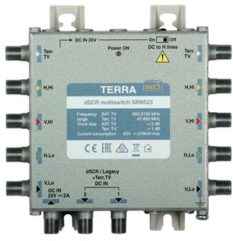 Multiswitch Terra SRM-523 smyčkový, třída A s aktivním TV system Digital SCR