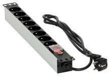 Napájecí lišta 2759 (19 "RACK, 1U, vypínač, 8 zásuvek, kabel 1,8m, stříbrná)