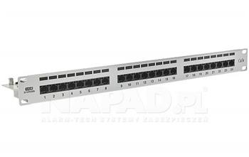 Patch panel - kat. 5e, 24 portů + držák kabelu