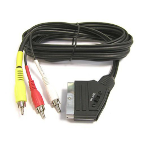 Scart kabel - 3 x Cinch M/M 1,5m in/out přepínač