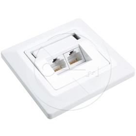 Solarix zásuvka CAT5E UTP 2 x RJ45 pod omítku bílá SX9-2-5E-UTP-WH