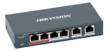 Switch PoE Hikvision DS-3E0106P-E/M 6xFE (4xPoE 802,3af/at) Budżet mocy: 35 W