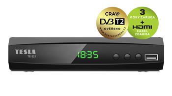 TESLA TE-321 - set-top box DVB-T2 (H.265/HEVC), CRA ověřeno